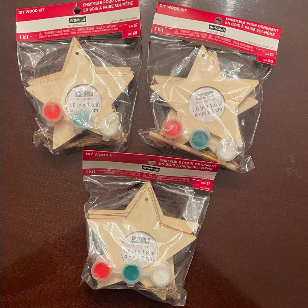 ArtMinds DIY Wood Ornament Kit Star frame 3 sets of 4